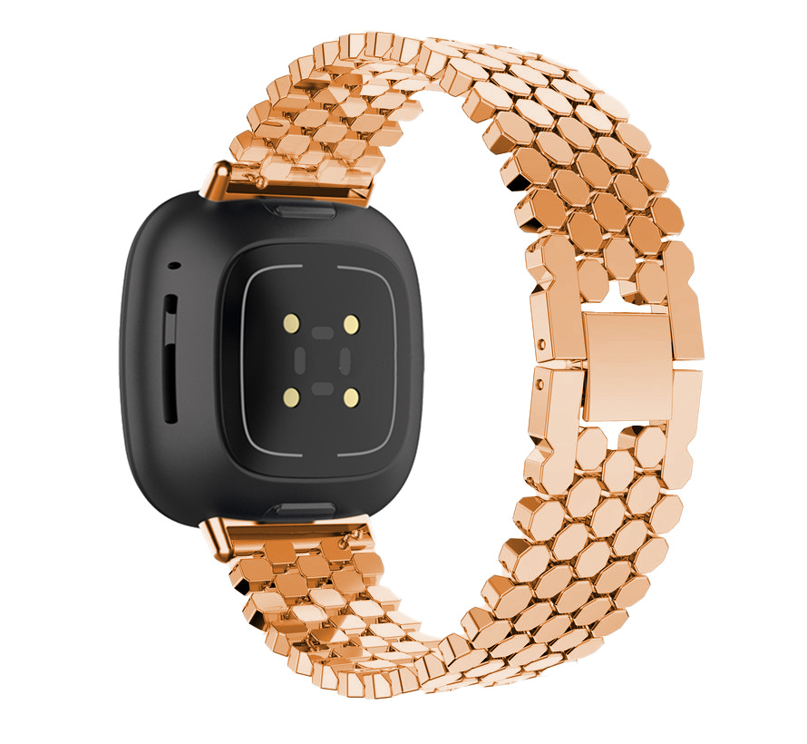 Cinturino a maglie in acciaio a forma di pesce per Fitbit Versa 3 / Sense a maglie - oro rosa