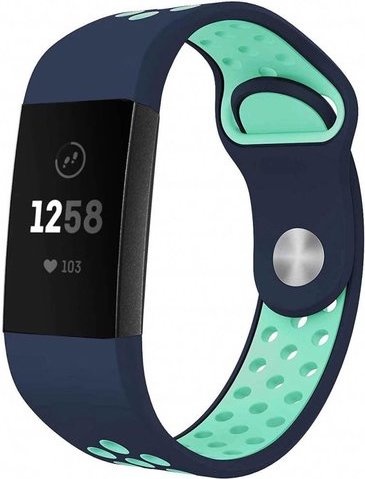 Cinturino doppio sport per Fitbit Charge 3 & 4 - blu scuro blu chiaro