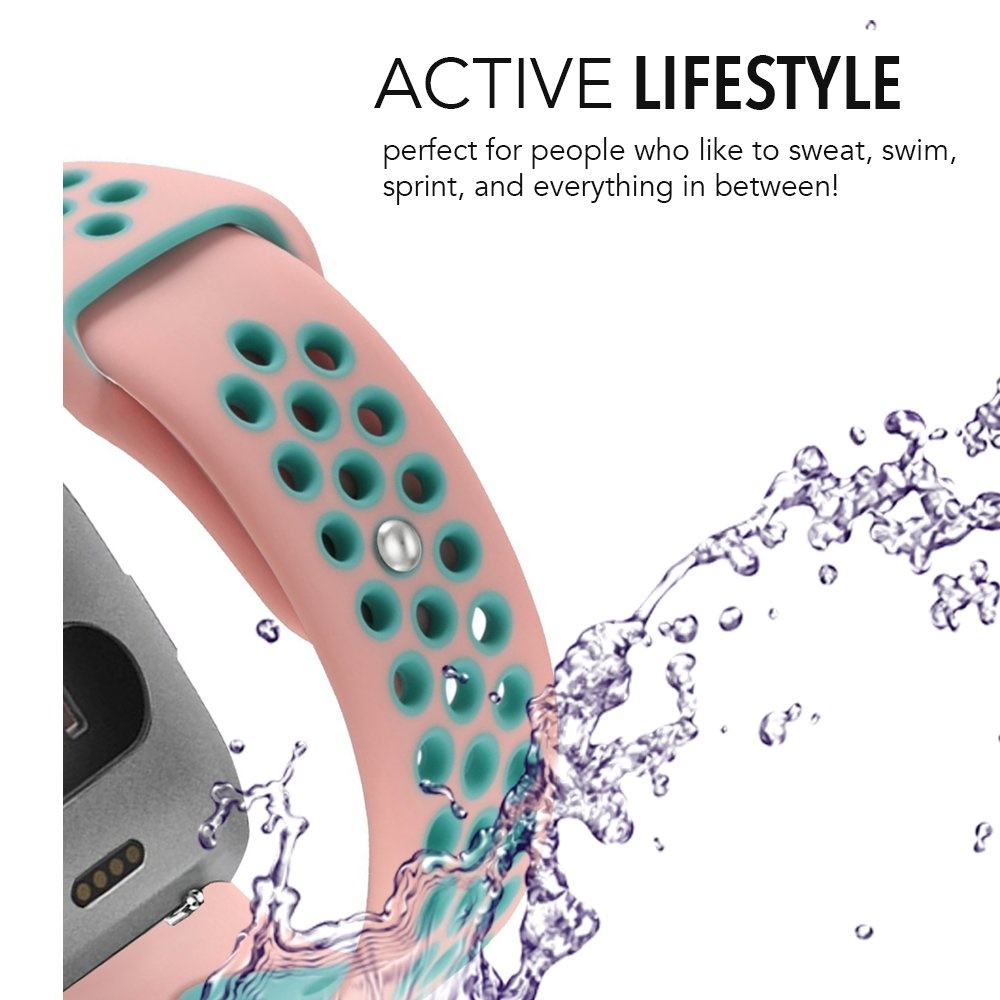 Cinturino doppio sport per Fitbit Versa - rosa azzurro