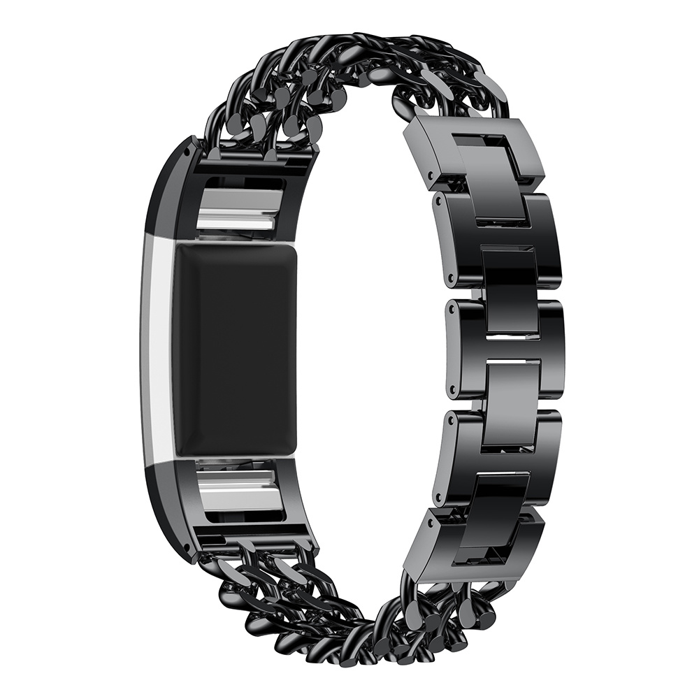 Cinturino a maglie in acciaio con cowboy per Fitbit Charge 3 & 4 - nero