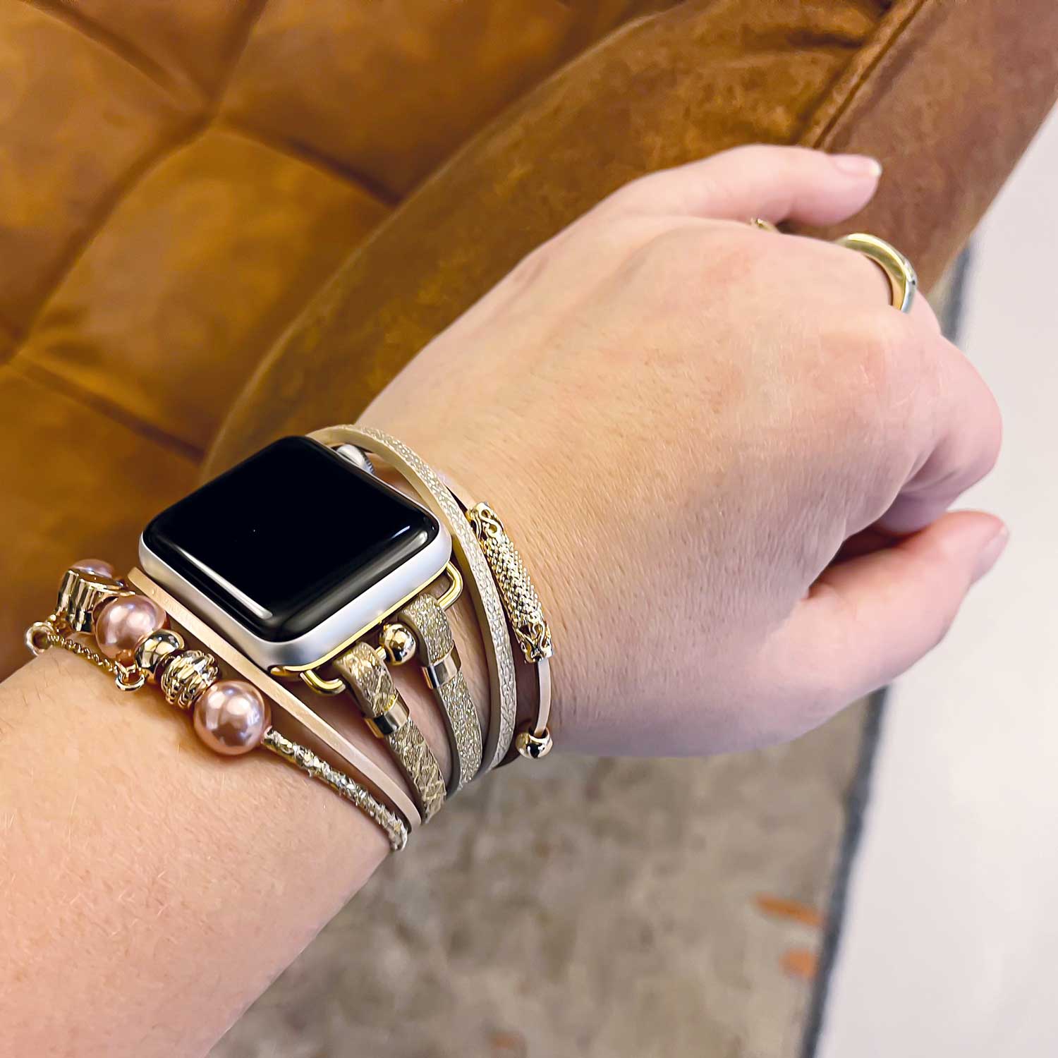 Cinturino gioielli Apple Watch – Liz glitter oro