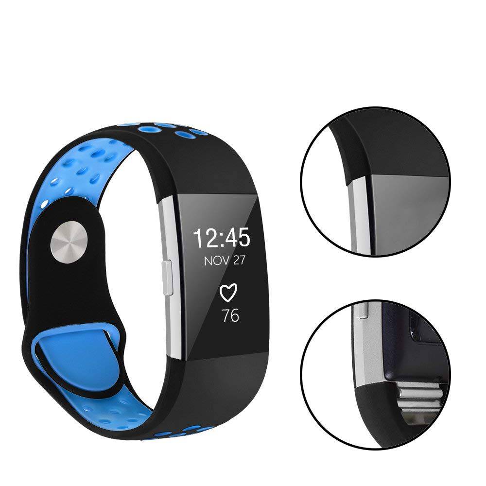Cinturino doppio sport per Fitbit Charge 2 - nero blu
