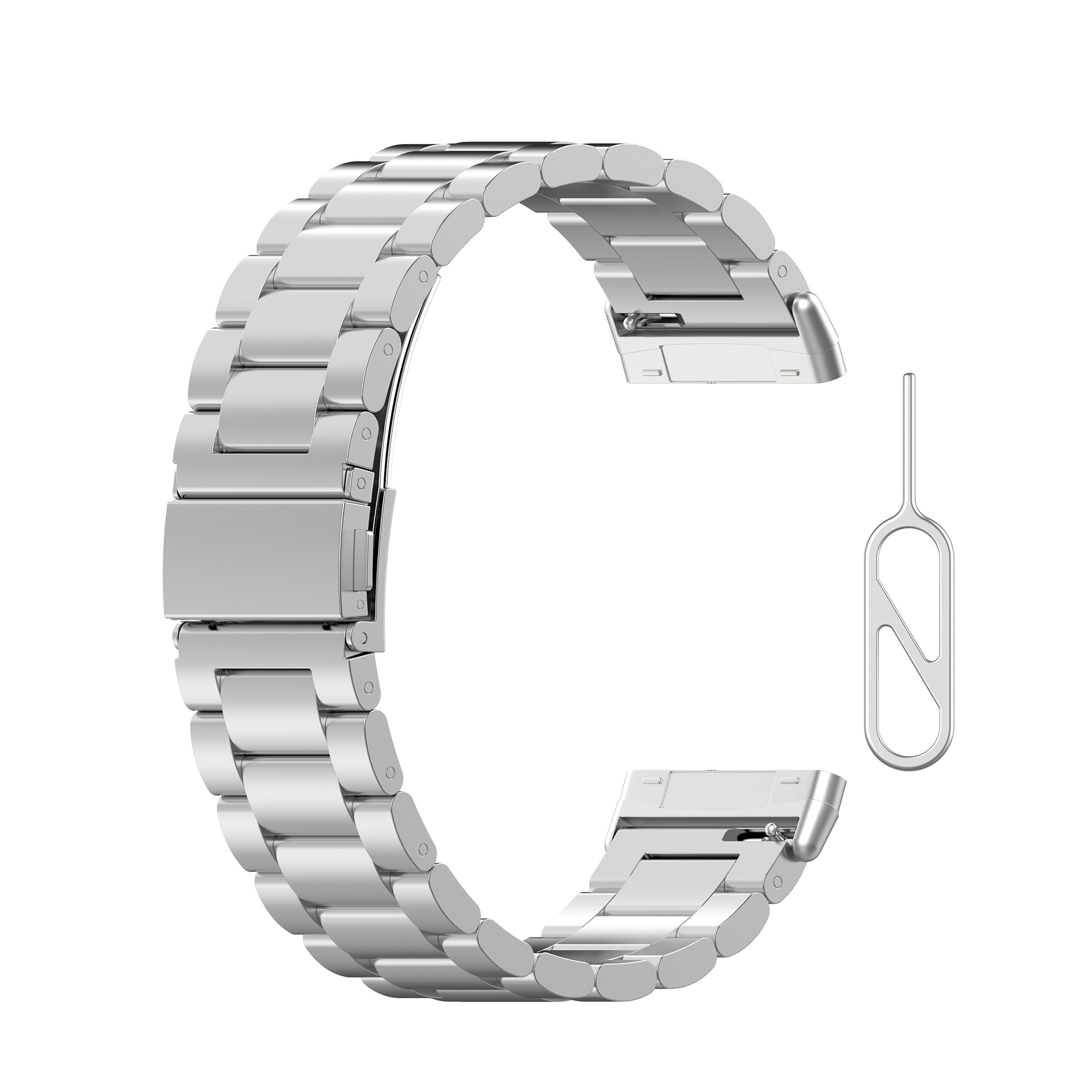 Cinturino a maglie in acciaio con perline per Fitbit Versa 3 / Sense - argento
