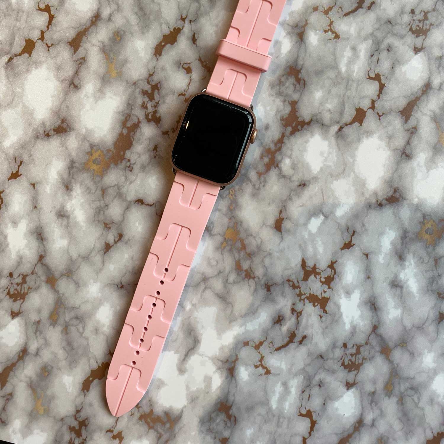 Cinturino sport Hermès simple tour kilim Apple Watch - rosa
