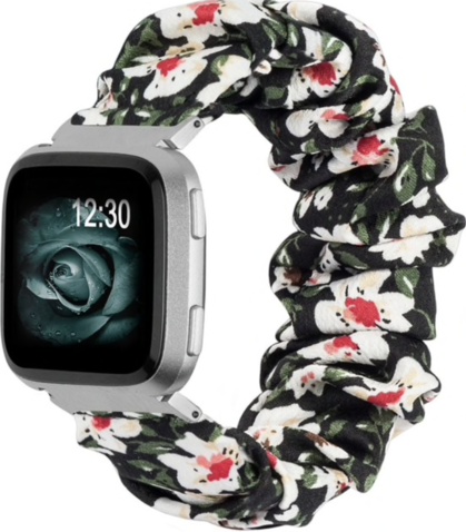Cinturino elastico in nylon per Fitbit Versa - fiori