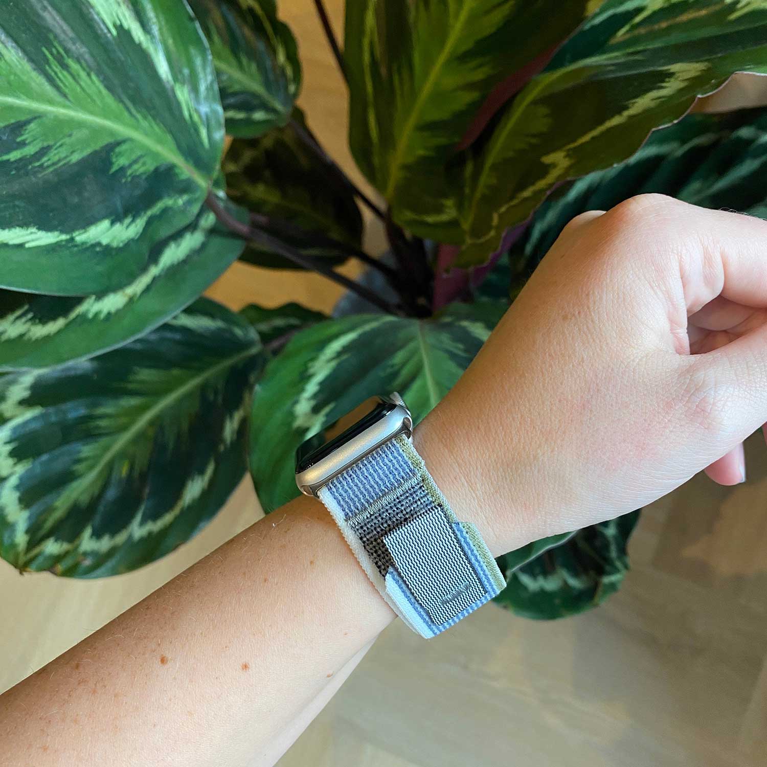 Cinturino trail in nylon per Apple Watch - verde grigio