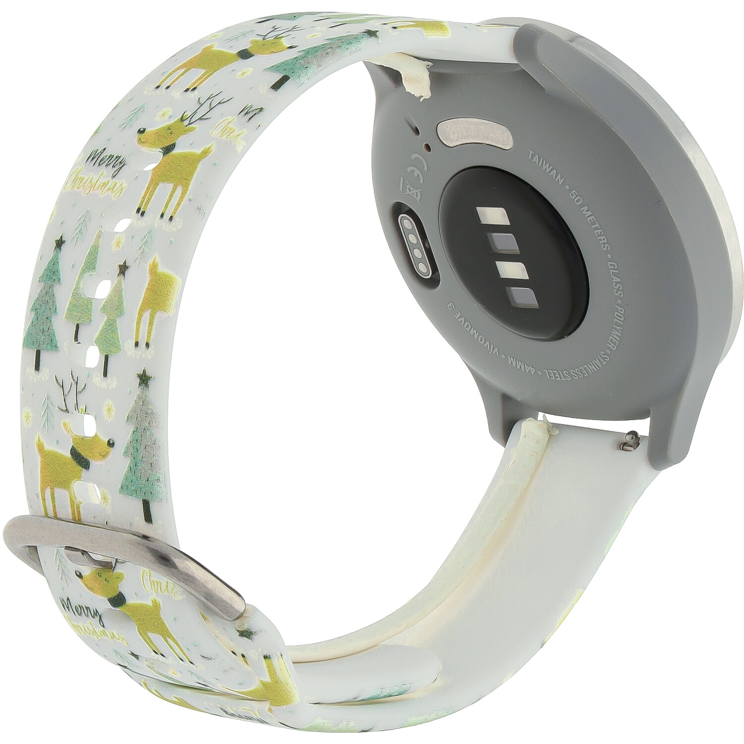 Cinturino sport con stampa per Garmin Vivoactive / Vivomove - albero di Natale bianco