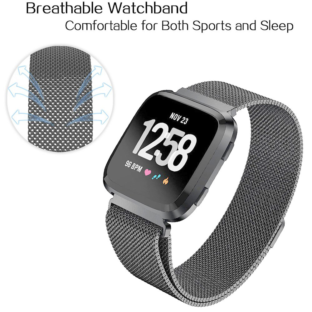 Cinturino loop in maglia milanese per Fitbit Versa - grigio spazio