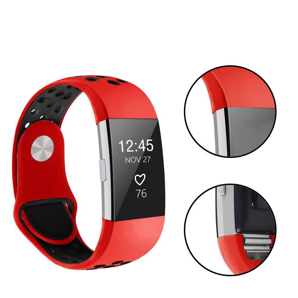 Cinturino doppio sport per Fitbit Charge 2 - rosso nero