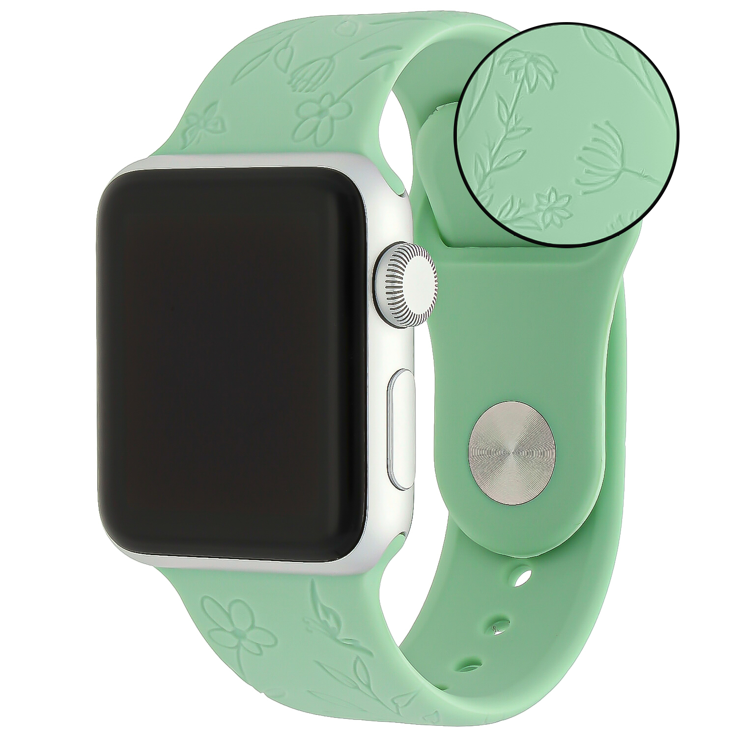 Cinturino sport con stampa per Apple Watch - verde floreale