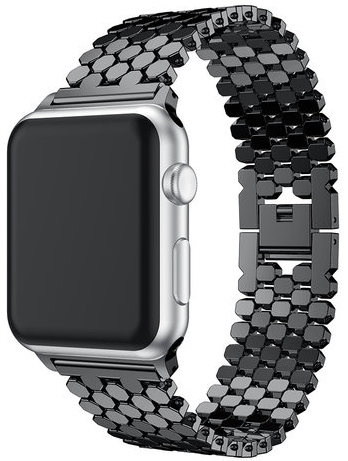 Cinturino a maglie in acciaio a forma di pesce per Apple Watch - nero