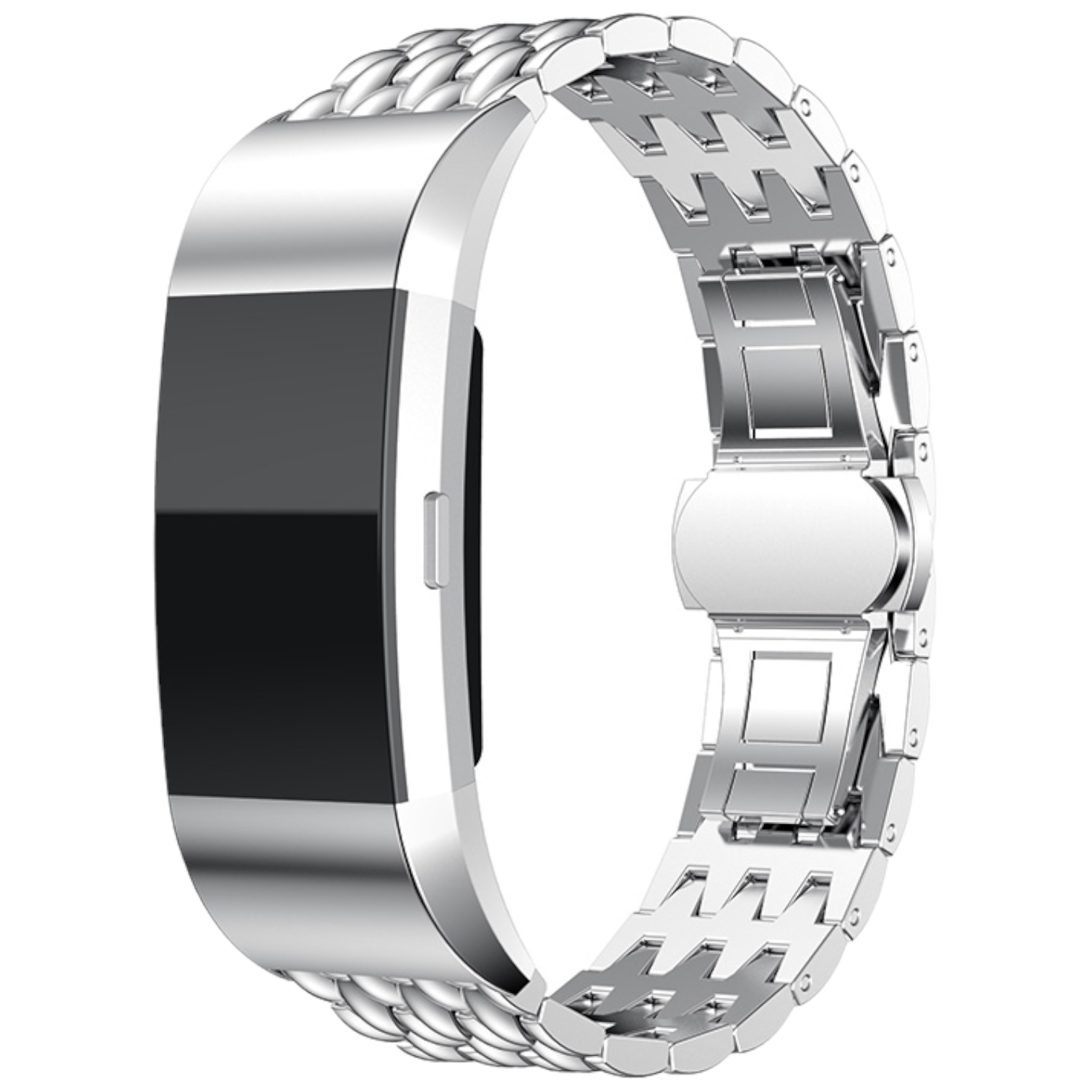 Cinturino a maglie in acciaio con drago per Fitbit Charge 2 - argento