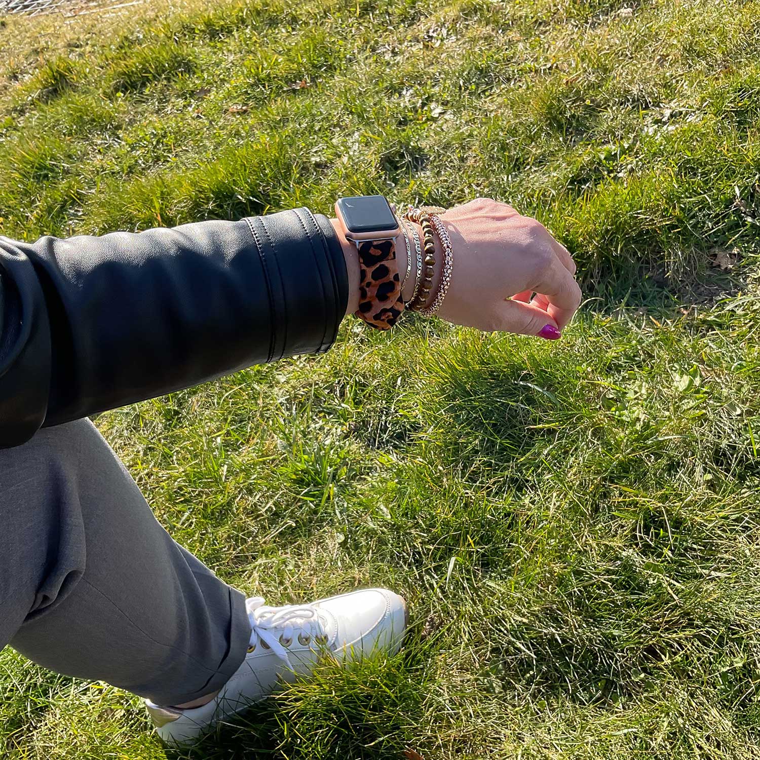 Cinturino elastico in nylon per Apple Watch - marrone pantera