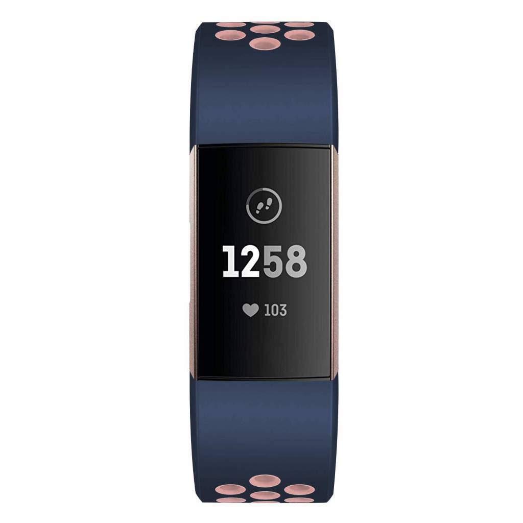 Cinturino doppio sport per Fitbit Charge 3 & 4 - blu scuro rosa