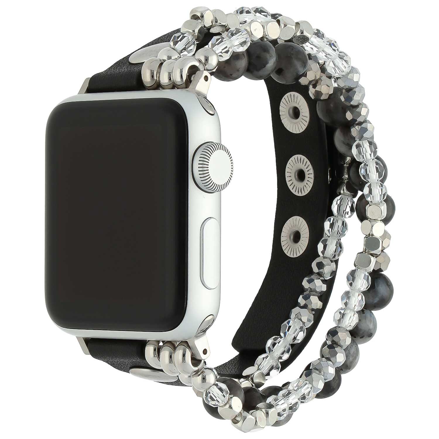Cinturino gioiello in pelle per Apple Watch - nero