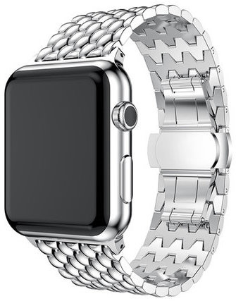 Cinturino a maglie in acciaio con drago Apple Watch - argento