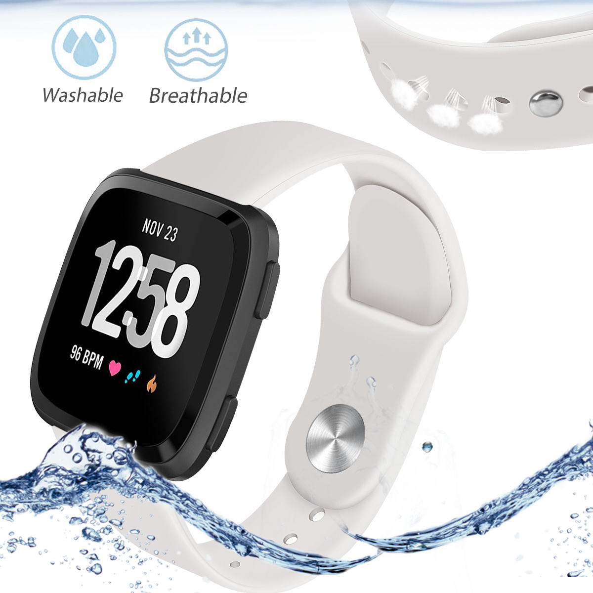 Cinturino sport in silicone per Fitbit Versa - albicocca