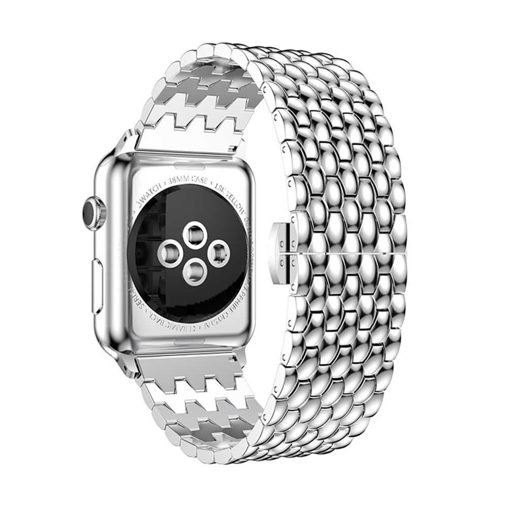 Cinturino a maglie in acciaio con drago Apple Watch - argento