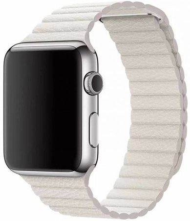 Cinturino a costine in pelle per Apple Watch - bianco