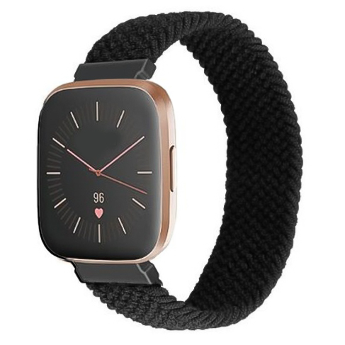 Cinturino Solo intrecciato in nylon per Fitbit Versa - nero