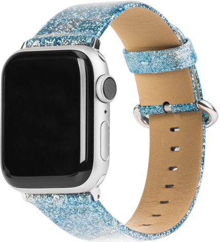 Cinturino in pelle glitter per Apple Watch - blu