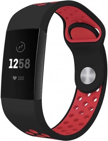 Cinturino doppio sport per Fitbit Charge 3 & 4 - nero rosso