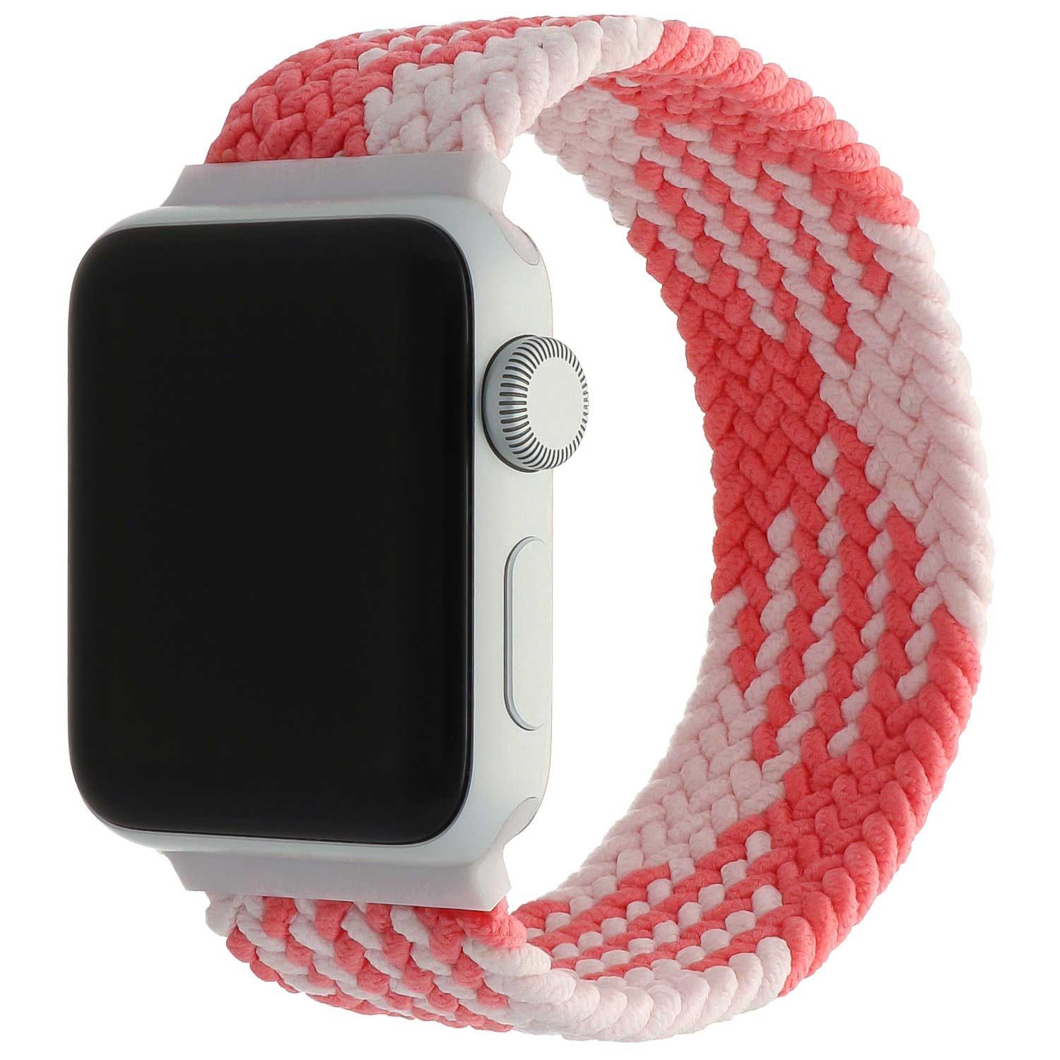 Cinturino Solo intrecciato in nylon per Apple Watch - rosa bianco