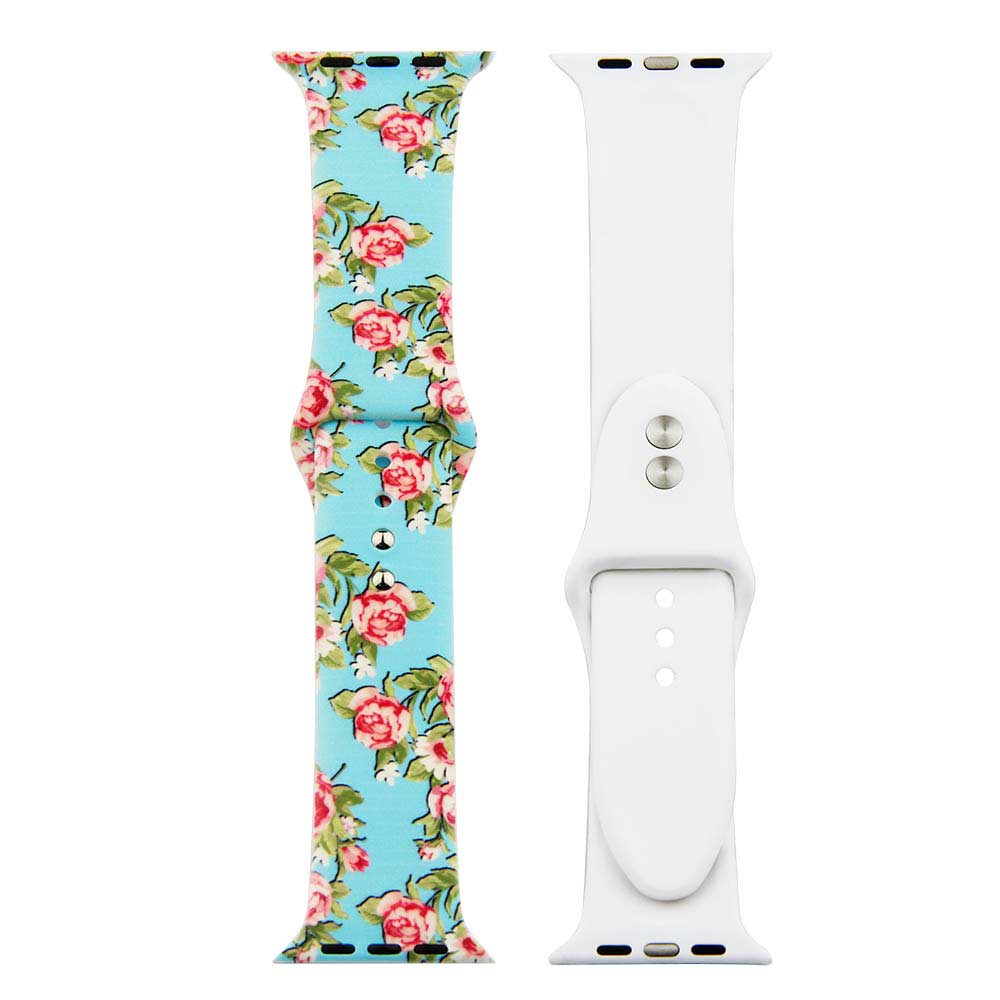 Cinturino sport con stampa per Apple Watch - azzurro peonia