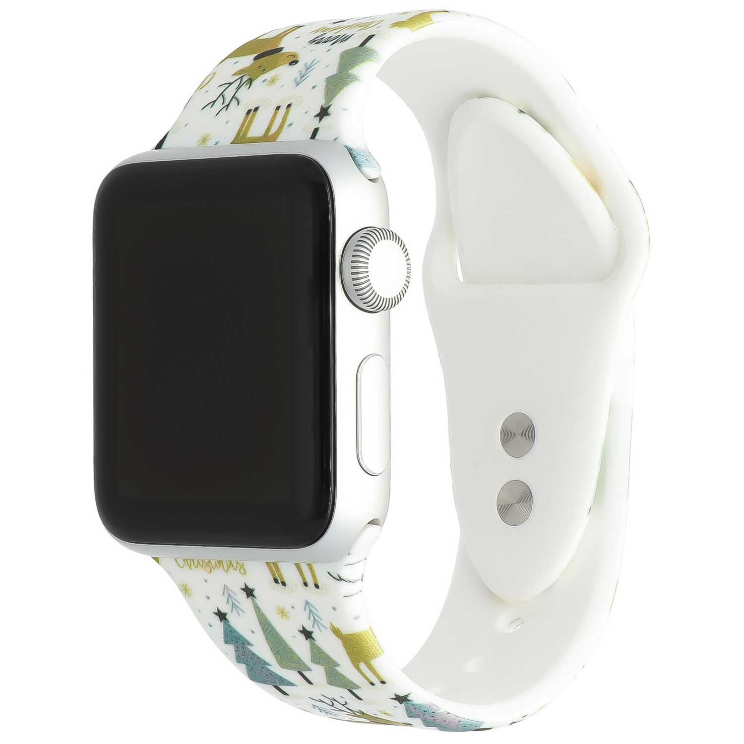 Cinturino sport con stampa per Apple Watch - albero di Natale bianco