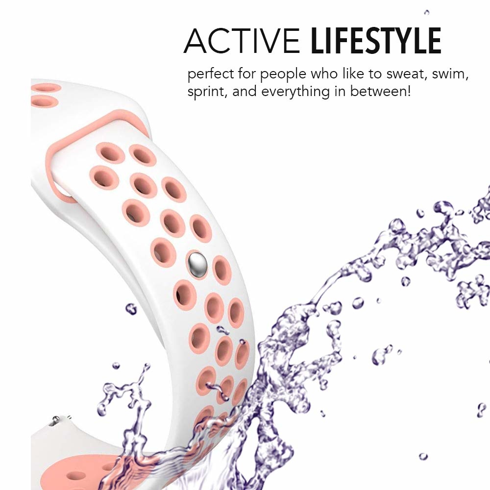 Cinturino doppio sport per Fitbit Versa - bianco rosa