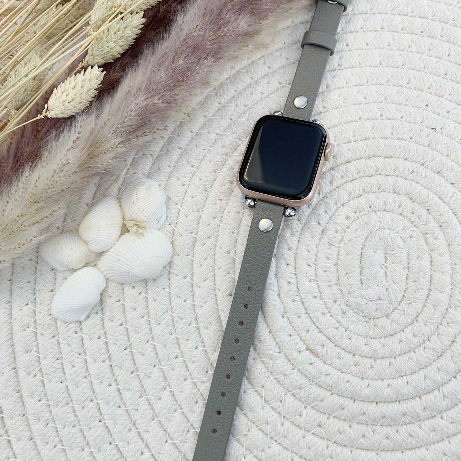 Cinturino smart in pelle per Apple Watch - grigio