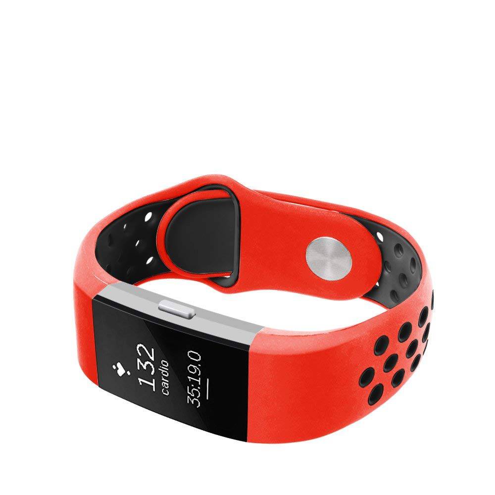 Cinturino doppio sport per Fitbit Charge 2 - rosso nero