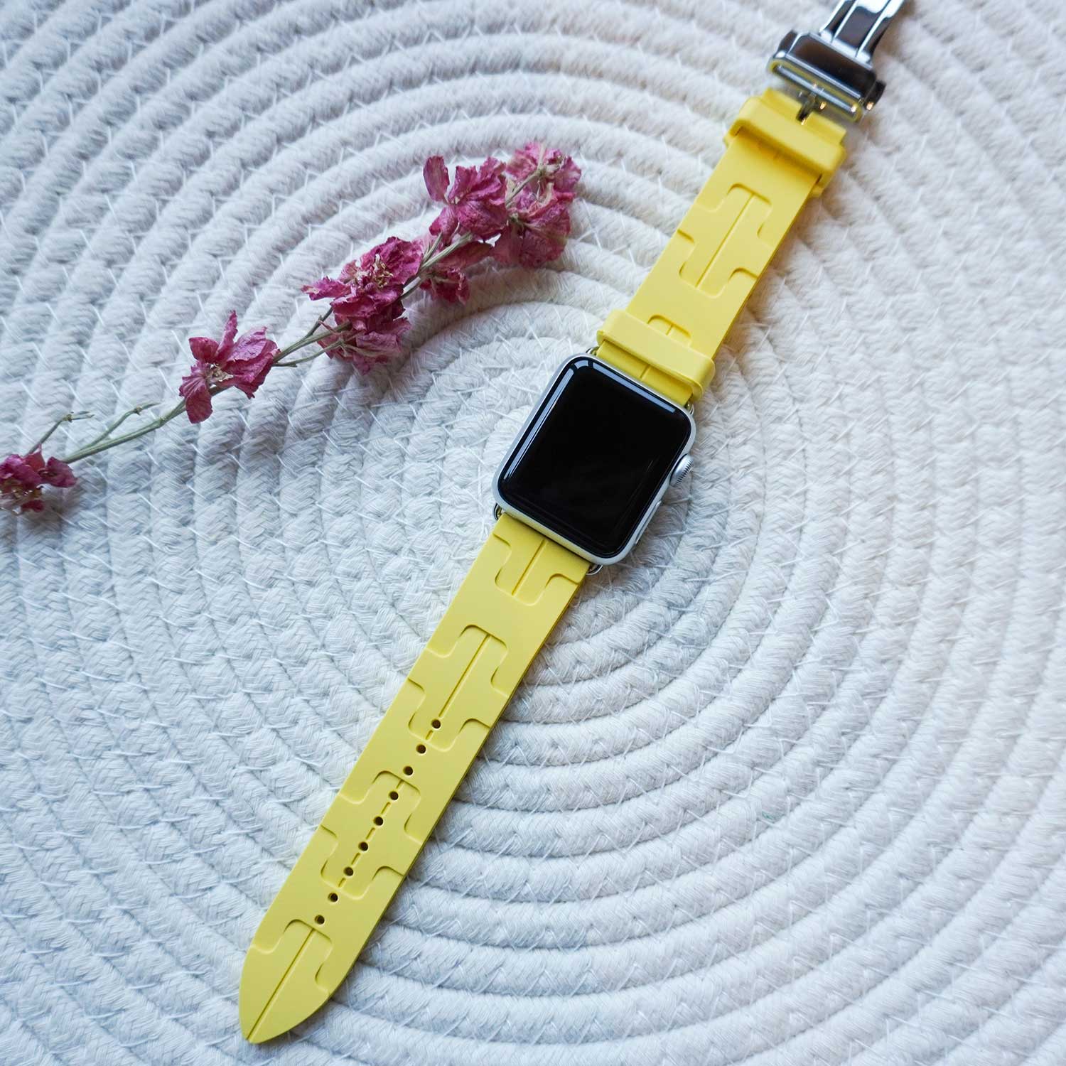 Cinturino sport Hermès simple tour kilim Apple Watch - giallo