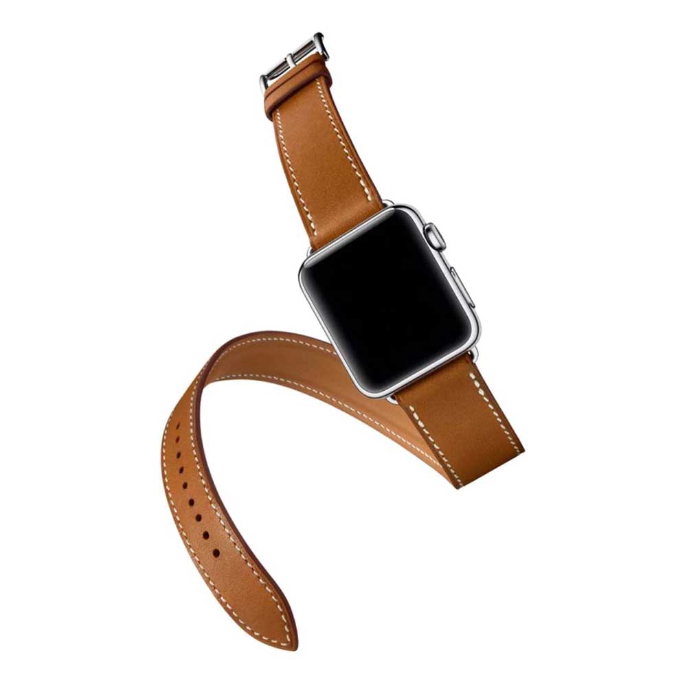 Cinturino ad anello lungo in pelle per Apple Watch - marrone