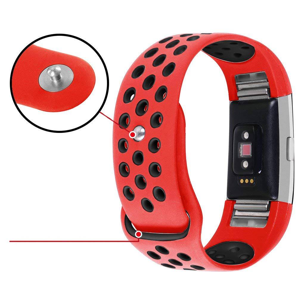 Cinturino doppio sport per Fitbit Charge 2 - rosso nero