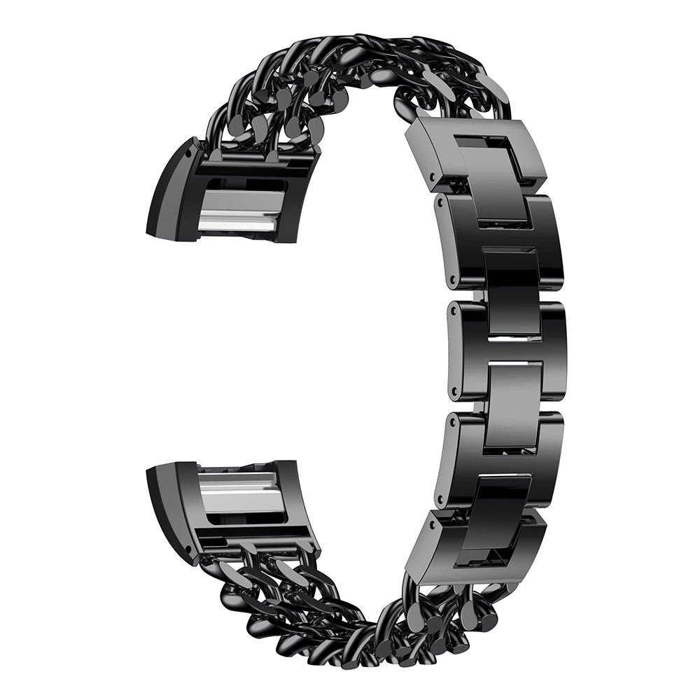 Cinturino a maglie in acciaio con cowboy per Fitbit Charge 3 & 4 - nero