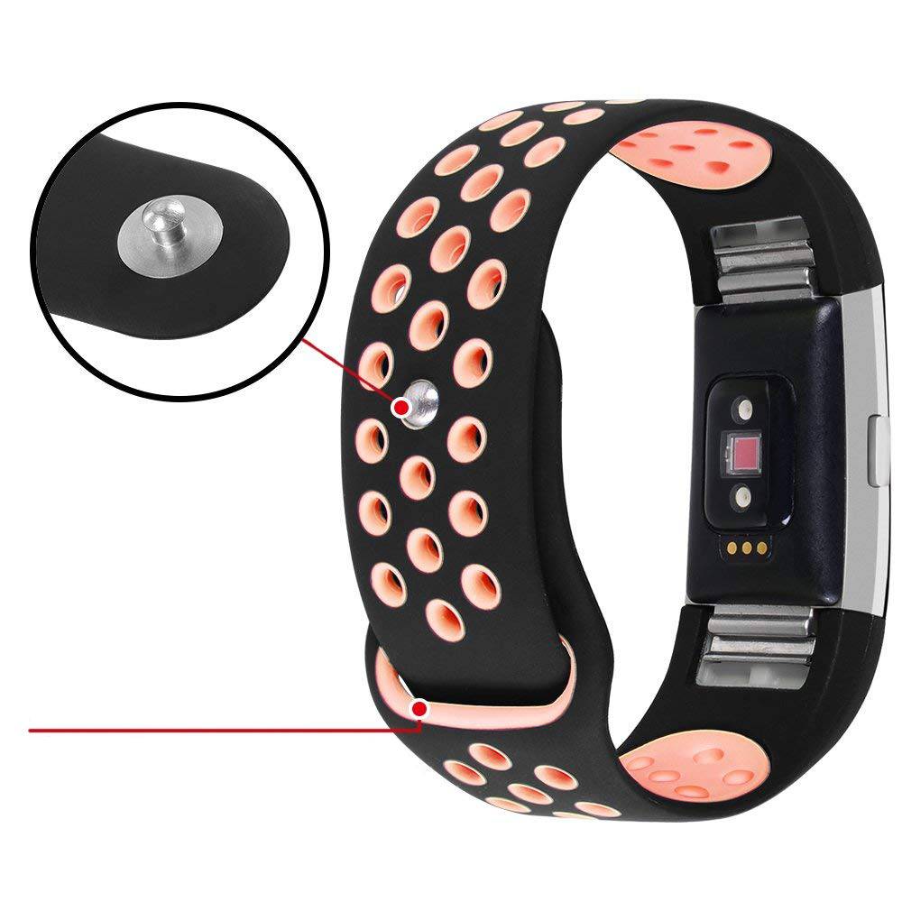 Cinturino doppio sport per Fitbit Charge 2 - nero rosa