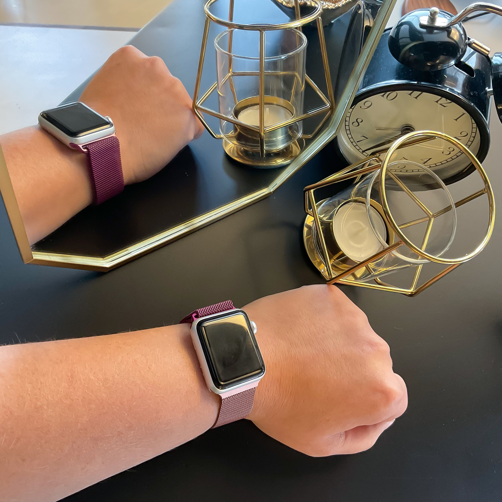 Cinturino loop in maglia milanese per Apple Watch rosa rosso viola
