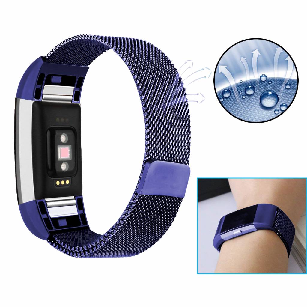 Cinturino loop in maglia milanese per Fitbit Charge 2 - blu