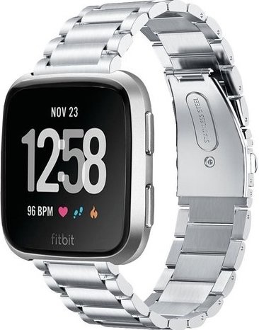 Cinturino a maglie in acciaio con perline per Fitbit Versa - argento