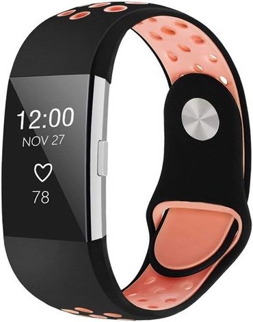 Cinturino doppio sport per Fitbit Charge 2 - nero rosa