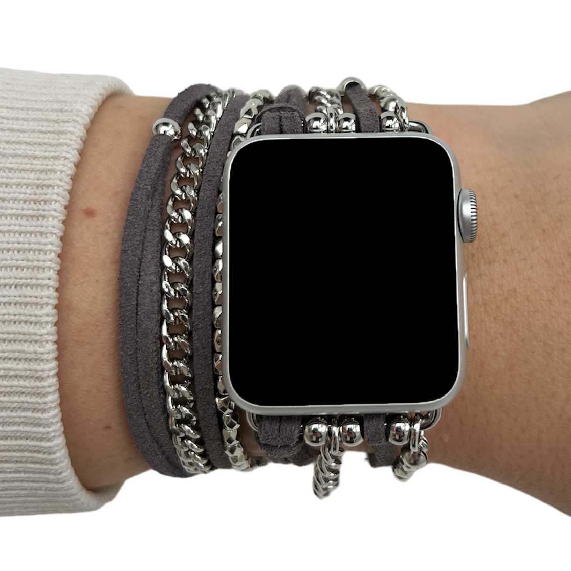 Cinturino gioielli Apple Watch – Nancy grigio argento