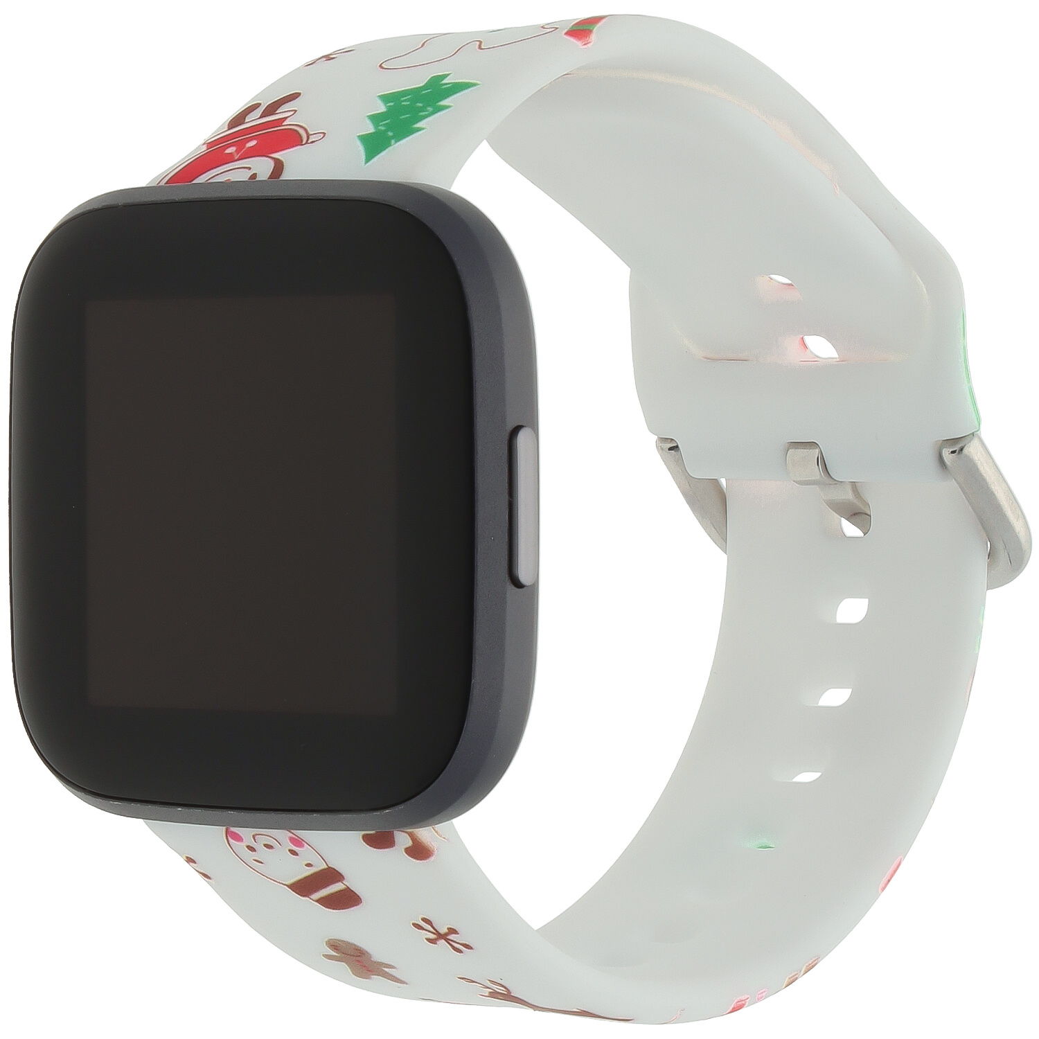 Cinturino sport con stampa per Fitbit Versa - pupazzo di neve di natale bianco