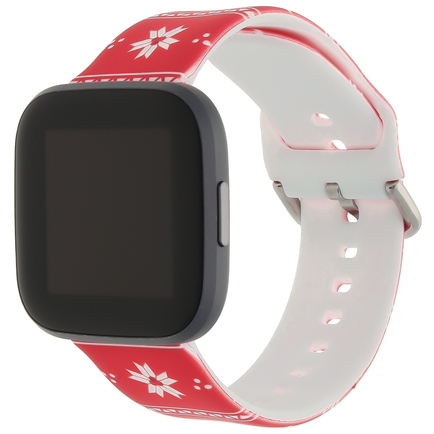 Cinturino sport con stampa per Fitbit Versa - natale poinsettia rosso