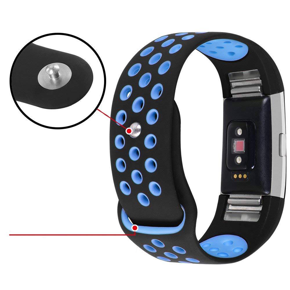 Cinturino doppio sport per Fitbit Charge 2 - nero blu