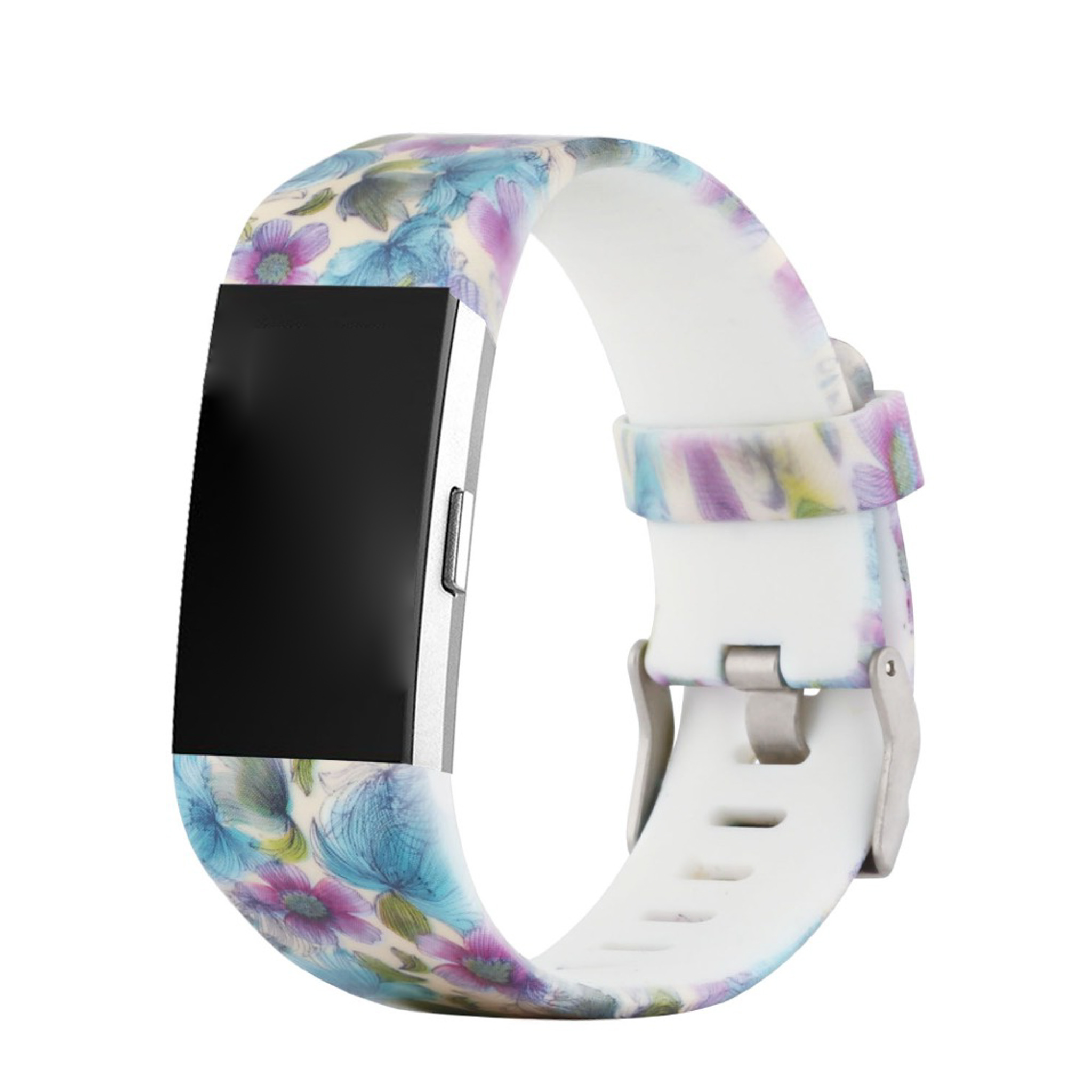 Cinturino sport con stampa per Fitbit Charge 2 - fiore blu