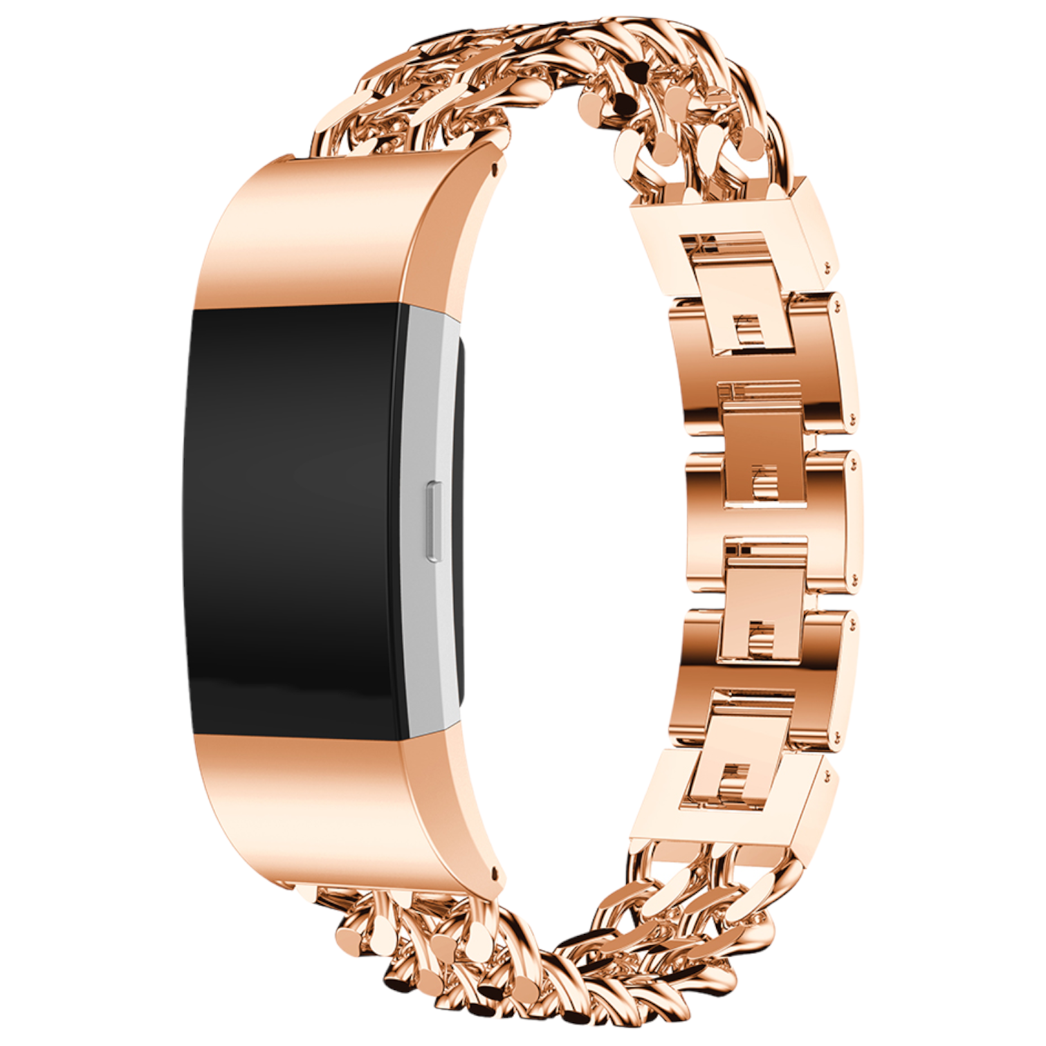 Cinturino a maglie in acciaio con cowboy per Fitbit Charge 2 - oro rosa