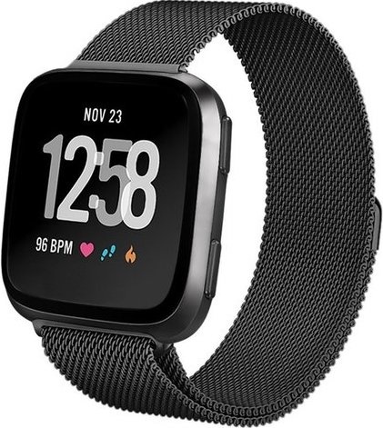 Cinturino loop in maglia milanese per Fitbit Versa - nero
