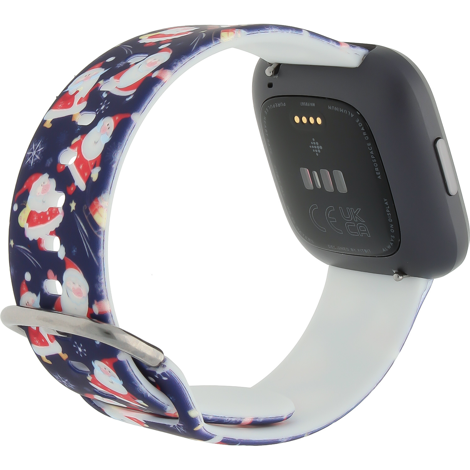 Cinturino sport con stampa per Fitbit Versa - natale babbo natale blu scuro