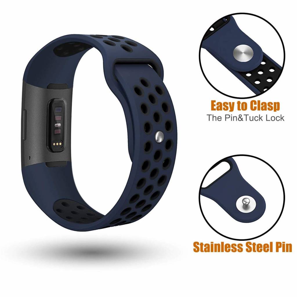 Cinturino doppio sport per Fitbit Charge 3 & 4 - blu scuro nero